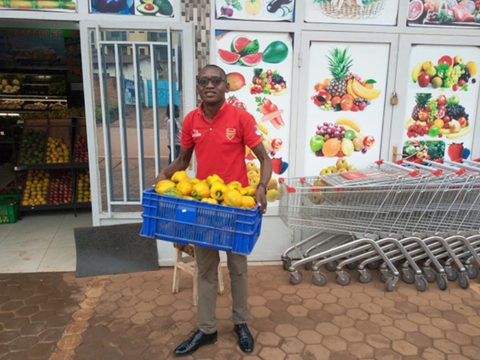 First harvests at Murangi Farm on sale at a supper market in Kigali